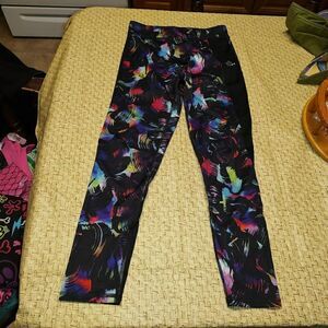 New Adidas Black Multi-Colored Leggings Size Girl's 10/12